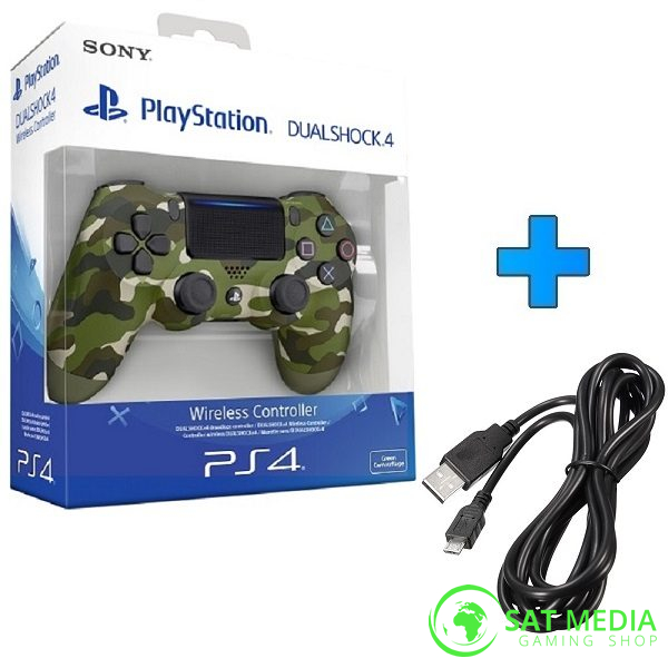 PS4-DualShock-Green-Camo + sony orginal kabel