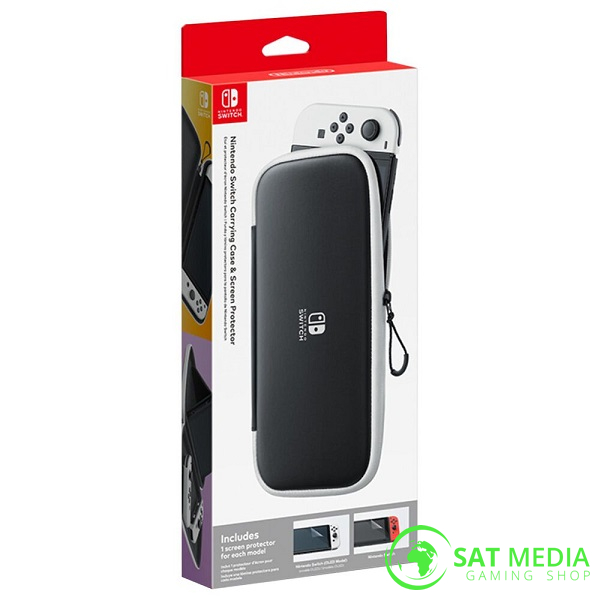 Nintendo Switch Carrying Case & Screen Protector Black & White 600×600