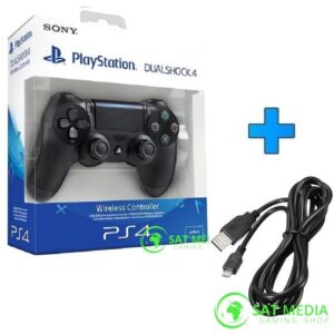 PS4 DualShock 4 V2 Controller Crni + Orginal Flat Micro USB kabel za punjenje